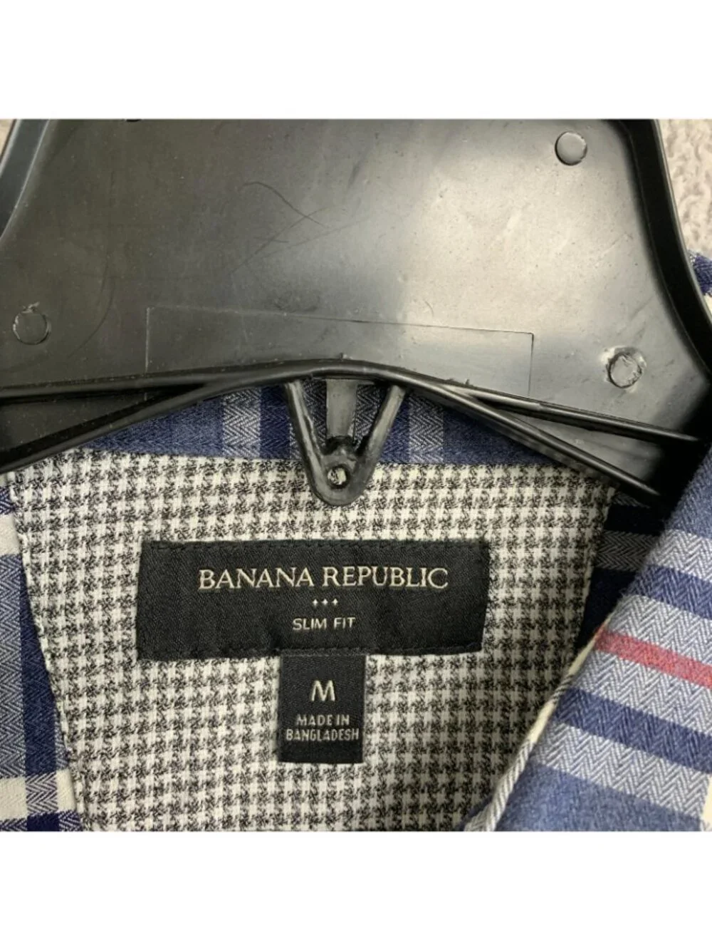 Banana Republic Men's Medium Slim Fit Plaid Button-Down Shirt Blue/Red P0063